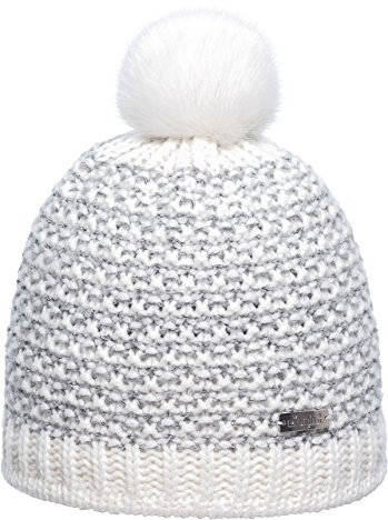 Eisglut Amelia Bommelmütze Fellbommel Damenmütze Wintermütze (Weiss)