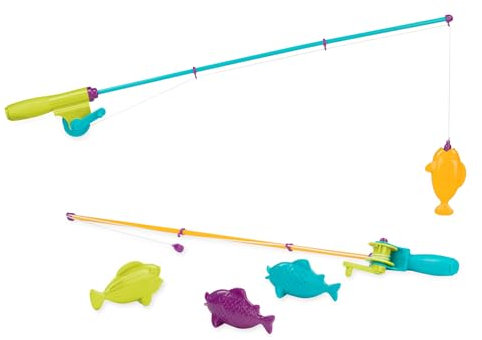 Battat – Magnetic Fishing Set – Outdoor Toys Fishing Game with 2 Magnetic Rods and 4 Fish for Kids 3 Years+ (6-Pcs), Green/Beige/Turquoise/Purple