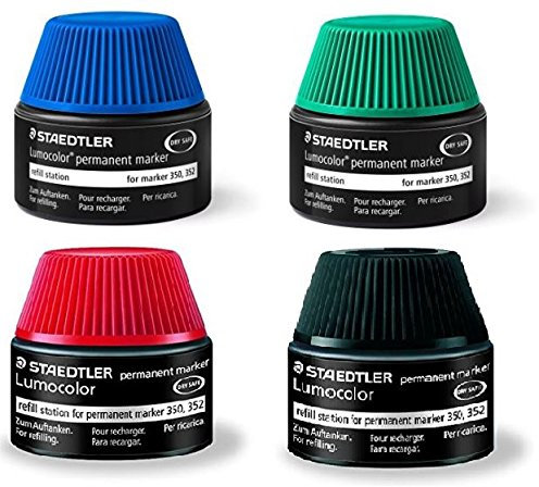 Staedtler 488 50 Lumocolor permanent Marker Nachfüllstation für 350/352, 15-20x Nachfüllen, sortiert (sortiert 4 Farben)