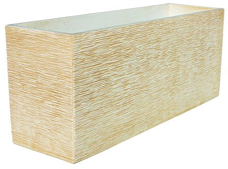 AnaParra Jardinera Rectangular Moderna en hormigón aligerado para Exterior Rectangular Futura 60X17X19cm. Natural Ocre