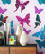 NEWROOM Kindertapete Rosa Schmetterlinge Kinder Papiertapete Lila,Pink,Türkis Papier Kindertapete Kinderzimmer Jung