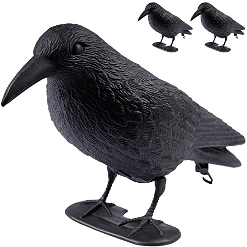 ARTECSIS® Lot de 3 Corbeau factice en Plastique Anti-Pigeons et Anti-Oiseaux (38x13x12 cm) - leurre de Corbeau résistant aux intempéries pour Balcon et Jardin - effaroucheur réaliste