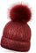 styleBREAKER warme Metallic Strick Bommelmütze mit abnehmbarem Kunstfell Bommel, Winter Fellbommel Mütze, Damen 04024138, Farbe:Bordeaux-Rot