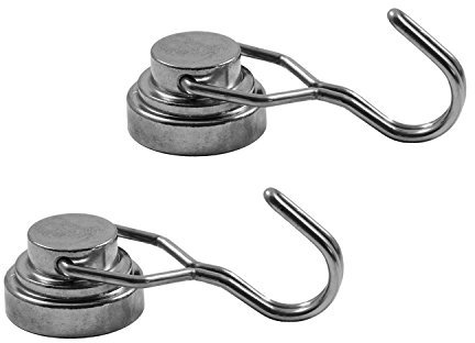 Magnetastico | 2 X flessibile gancio magnetico in neodimio 25 mm Ø | Forza 18 kg | ganci da cucina, bagno, Gancio Accappatoio, gancio da parete, da soffitto gancio