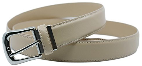YEHMAN Klassischer 3 cm breiter Gürtel aus Rindspaltleder, verstellbar, silberfarbene Dornschließe 120 cm, beige, 120 cm