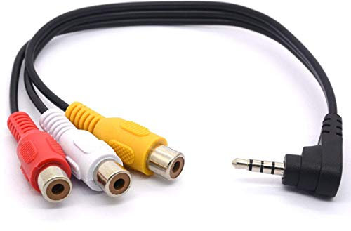 SAIBANGZI Right Angle 3.5mm Male Plug to 3 RCA Female Cable Adapter for HDTV MP3 MP4 AV Audio Video (3.5mm Male 90Deg to 3RCA Female)