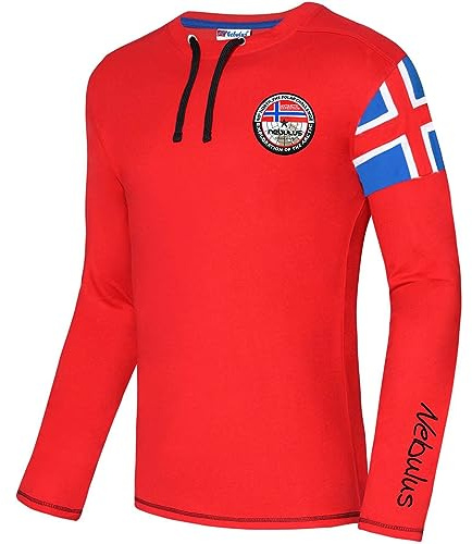 Nebulus Herren Langarmshirt FRERK, Longsleeve, Rundhalsausschnitt (DE/NL/SE/PL, Alphanumerisch, XL, Regular, Regular, rot-schwarz)