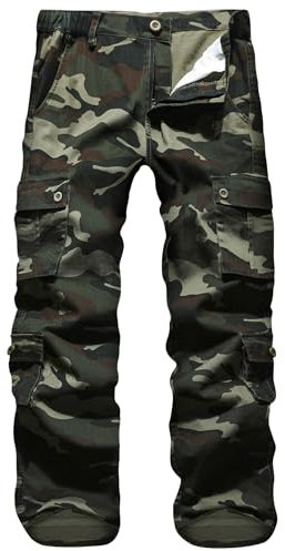 APTRO Herren Cargo Hose Camouflage Hose Arbeitshose Lange Outdoor Baumwolle Leichte Hose mit 8 Tachen LT01 Grün 32