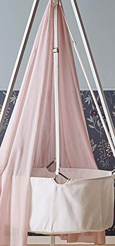 Leander Wiege - Babywiege weiß inkl. Matratze und Deckenhaken - mit Himmel (Schleier) dusty rose