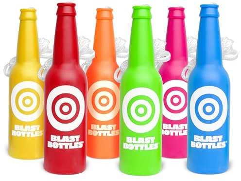 GoSports Outdoors Blast Bottles - 6 Pack Shatterproof Bottle Shooting Targets with Rope for Firearm Target Practice, Great for Indoor & Outdoor Gun Ranges
