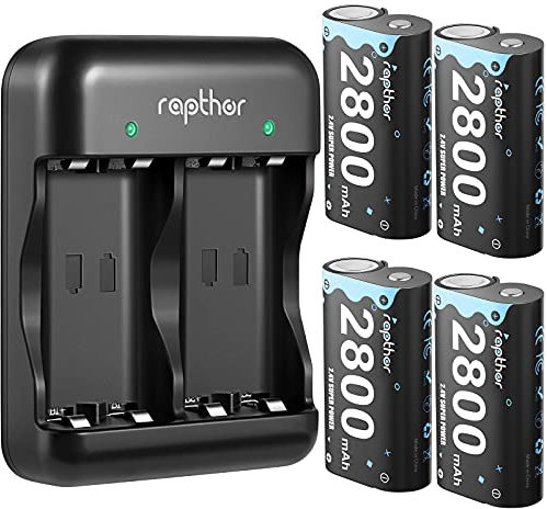 Rapthor 2800mAh Controller Akkupack Kompatibel mit Xbox One/Xbox Series X/Xbox One S/Xbox One X/Xbox One Elite, 4x2800 mAh wiederaufladbare Batterie