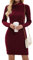 Imuedaen Women's Turtle Neck Jumper Dress Long Sleeve Knitted Dress Sweater Dress Knitted Jumper Slim Fit Knitwear Pullover for Autumn Winter (A Burgundy, S)