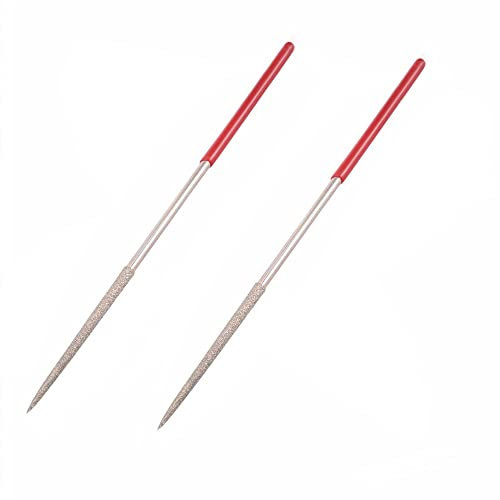 Lot de 2 limes aiguilles rondes diamant pour verre, carrelage, pierre, métal (140 mm)