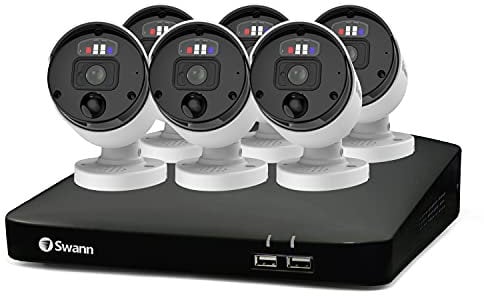 Swann Master-Series NVR Security System with 2TB HDD, 4K HD, 6 Camera 8 Channel, Wired CCTV Outdoor Indoor, PoE, Spotlights, Flashing Lights, Colour Night Vision, Heat Motion Detection, 879906
