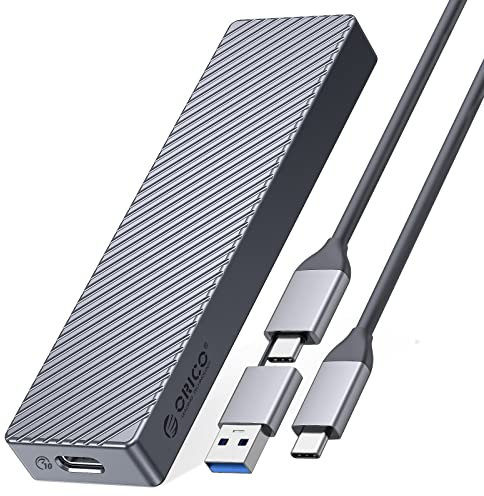 ORICO M.2 NVMe SATA SSD Enclosure, 10Gbps USB C 3.2 Gen2, Thunderbolt 3 Compatible, M2 NVMe SATA External Enclosure Supports M Key and B&M Keys 2230/2242/2260/2280 SSD, UASP Trim SMART