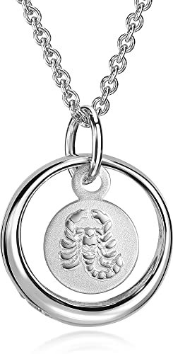 Xaana Taufkette Taufring mit Zirkonia und einem kleinen Sternzeichen Skorpion-Einhänger inkl. Kette 36/38 cm 925er Sterlingsilber rhodiniert AMZ0588