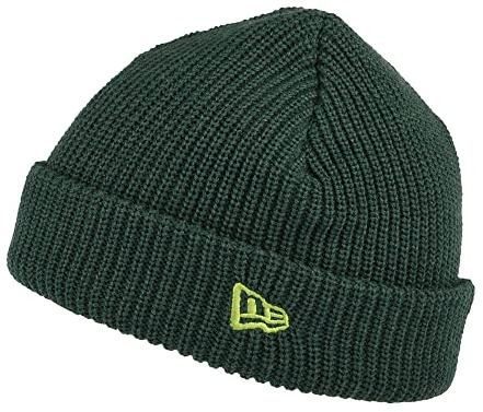 New Era Gerippte Kurzer Umschlag Beanie Mütze - Dunkelgrün - Einheitsgröße
