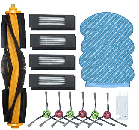 ZYBULSHJT 16 Stück Ersatzteile für Yeedi Vac 2 / Vac 2 Por/Vac Hybrid/Vac Max/Vac Station Staubsauger Zubehör Enthält 1 Rollbürste 6 Seitenbürsten 4 Filter 4 Waschbare Wischtücher 1 Werkzeuge