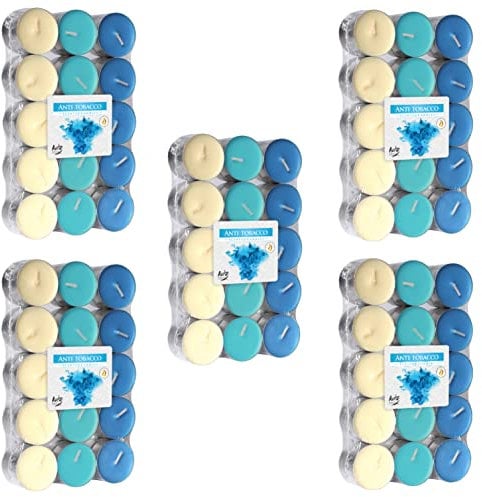Nipter Teelichter Duft 150 Stück, Teelichter Antitabak, Duftteelichter 3 Farben, Duftkerzen, Brenndauer 4 Stunden