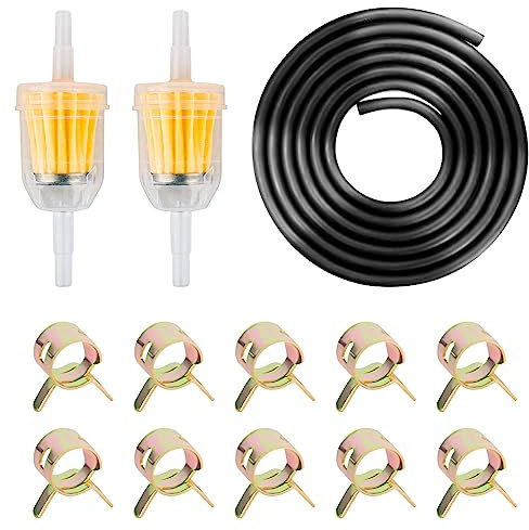 Benzinschlauch Kit 2 Meter Dieselschlauch Ø 5mm, Dieselschlauch, 4 Pcs 6 mm / 8 mm Kraftstofffilter mit 10 Pcs Schlauchschellen für PKW Auto Motorrad Rasenmäher Roller