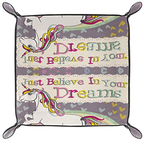 Bandeja de Piel para Llaves,Bandeja para Joyas,Unicornio,Bandeja de tocador Organizador de Escritorio para Mesa