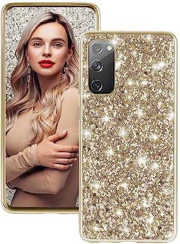Fiyer Hülle S20 FE Handyhülle für Samsung Galaxy S20 FE 5G Hülle Glitzer Bling Sparkle Ultra Dünn Schutzhülle für Samsung S20 FE 5G Case Stoßfest Anti-Kratzer 360 Grad Bumper Cover (6,5 Zoll) (Gold)