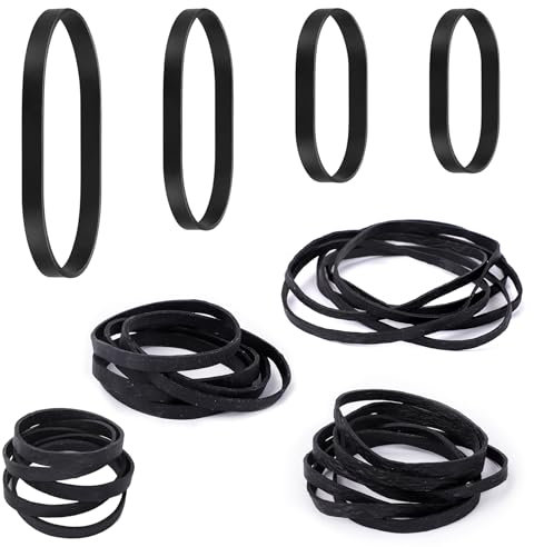 Elastic Bands Heavy Duty 80Pcs Thick rubber bands Natural Strong Money Elastic Bands Wide Rubber Band Stationary Stretchable Bands for Home School Office Workshop Accessories,Black(4Sizes)