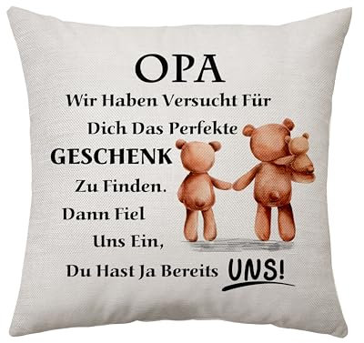Aconesong Opa Geschenke Kissenbezug für Opa Mann Geschenke von Enkelin und Enkel - Geburtstag, Weihnachten, Vatertag Idee