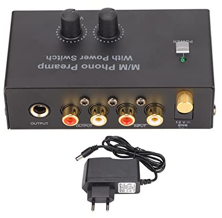 Leapiture Preamplificatore Professionale per Giradischi a Basso Rumore Accessori in Vinile Preamplificatore per Giradischi Preamplificatore Audio Domestico con Adattatore DC 12v