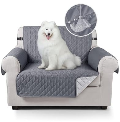 TAOCOCO Sofa Überzug, Sofabezug Wasserdicht Mit Gummiband,Wohnzimmer Anti-Rutsch Gepolsterter Sofaschutz für Haustiere, Katzen, Hunde, Spielende Kinder(Dunkelgrau, 1 Sitzer)