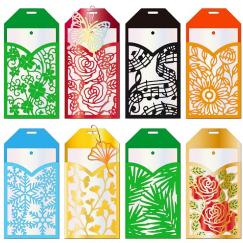 MAYJOYDIY Lesezeichen Umschlag Stanzformen Rosen Gänseblümchen Ginkgo Blätter Notizen 8 Blumen Muster Prägung Metall Stanzformen Stanzformen Schablonen für Papier Kartenherstellung Scrapbooking