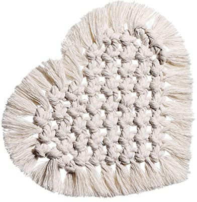 BESTonZON Tappetino Isolante Cotone Intrecciato Forma Di Cuore Elegante Copertura Per Tazze e Ciotole Per Casa Ristoranti e Feste