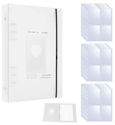 A5 Photocard Binder Kpop Fotoalbum Halter 6 Ringbuch Album mit 25 Innenseiten 4 Fächer Fächer Fotosichthüllen für Fotos Karten oder Bilder