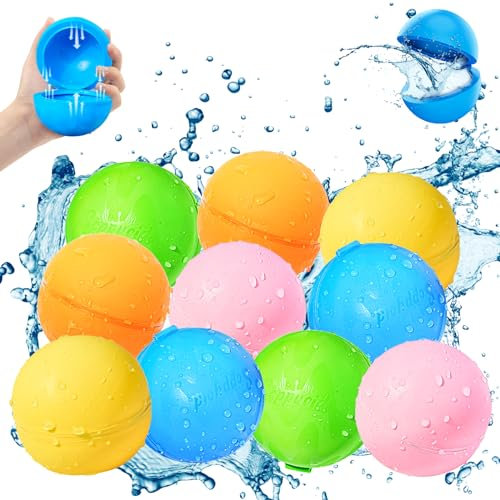 SOPPYCID Globos de Agua Reutilizables, Juguete Acuático de Verano para Piscina y Playa, Fácil de Llenar y Auto-Sellante, Bola de Silicona Suave para Salpicaduras de Agua, Bola de Agua Magnética (9Pcs)
