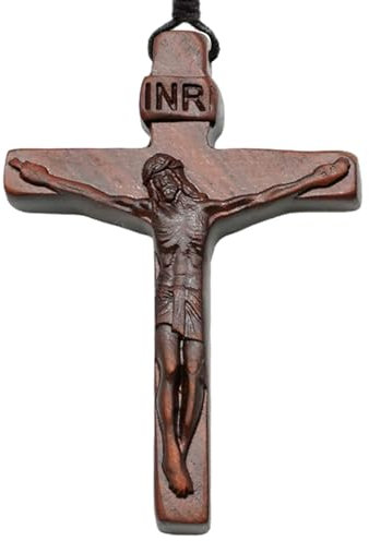 Joberio Holzkreuz-Halskette, Jesus-Halskette Mit Holzkreuz, Halskette Mit Holzkruzifix, Halskette Mit Holzkreuz Mit Baumwollkordel, Langlebige Halskette Mit Holzkreuz, Damenschmuck Für Bibelgebet