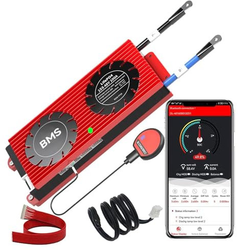 Neu 15S 48V 100A Smart BMS Programmierbar Batterieschutzplatine mit Balancer und BT APP/Aktivierungstaste für Lithium Akku LFP Pack Zelle Ladegerät Auto Bootsmotor,100a uart+485+bt+can