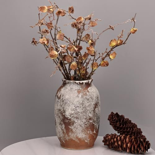 Grand Vase de Ferme Antique en céramique de 24,1 cm, Terre Cuite lavée à la Main, Vase décoratif pour la décoration de la Maison, Table, Salon, étagère, cheminée (Terra-A)