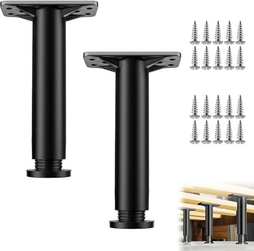 Rakiuty Pieds de Lit Réglable,20cm-35cm Pied de Meuble Salle de Bain Pied,Pieds de Meuble,Pieds de Meubles Réglables,pour Table Chaise Armoires Canapé Jambe,Noir,2 Pièces