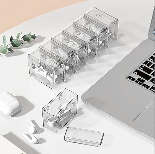 4 Stück Transparente Kabel - und Kleinteile - Aufbewahrungsboxen - Ideal für Handy - Ladekabel, Ohrhörer & mehr!