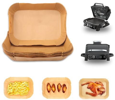 SIUDANGKA Einweg-Luftfritteusen-Einlagen, kompatibel mit Ninja OG701 Outdoor-Elektro-Grill-Smoker, 50 Stück, ungebleichtes Pergamentpapier, 20,3 x 30,5 cm, antihaftbeschichtet,
