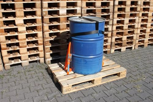 Lasiprofi Fassverzurrung für 200 Liter Stahlfass Ø 600 | Auswahl Einweg oder Mehrweg Lashing-System | Ladungssicherung auf Holzpalette | Fasssicherung zur Ladungssicherung (Mehrweg Lashing)