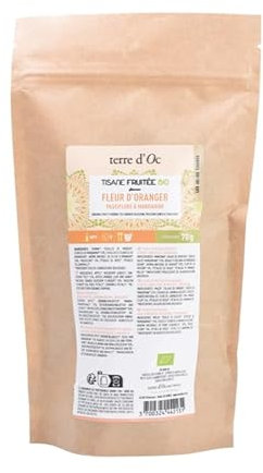 terre d'Oc - Tisane Fruitée Bio - Fleur d'Oranger, Passiflore & Mandarine - Sans Théine - Doypack - Feuille en Vrac -70g