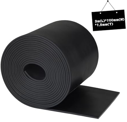 LALAGO Rollo de Caucho, 100mm(B) x1.5mm(D) x3m(L), Plancha Goma, Suelo Gimnasio, Plancha de Goma Caucho, Goma Antideslizante, láminas de Neopreno, Alfombras de Goma Antivibración, Tiras de Goma