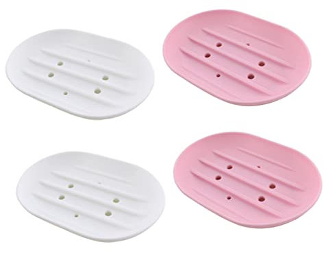 Anneome 4pcs Soap Dish Soap Holder with Draining Tray Bathroom Soap Tray Drain Soap Plate Travel Soap Case Bar Soap Reed Diffuser Empty Travel Soap Holder Bathroom Soap Holder Kitchen Soap
