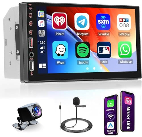 Hikity Radio 2 DIN con Bluetooth Manos Libres, 7 Pulgadas Pantalla Táctil Reproductor MP5 con AUX USB EQ FM Radio Controles del Volante Mic Camara Trasera
