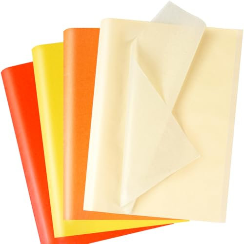 MAMUNU 120 Blatt Seidenpapier Geschenkpapier, Orange Gelb Seidenpapier Verpackungsmaterial, 50x35 cm Bastelpapier Tissue Papier, Geschenkpapier für Blumenbasteln, Geschenkverpackung, Kunstprojekte
