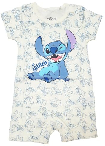 WS-Trend EplusM Stitch Baby Jungen Strampler – Kurzarm Einteiler aus Baumwolle – Gr. 62–92 – In Blau oder Weiß – Offizielles Lizenzprodukt, Farbe: Gelb, Größe: 92