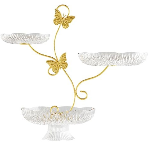 predolo Bandejas de Almacenamiento para Fruteros de 3 Niveles, Soporte para Servir en La Cocina O El Hogar, Expositor Escalonado para Verdura, Claro, Individual