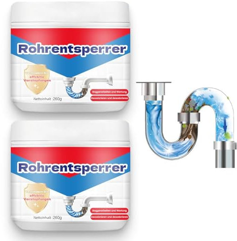 2025 neu Rohr-Auffrischung, Abflussreiniger Extra Stark, Leistungsstarker Rohrfrei Unblocker gegen Verstopfungen, Rohrreiniger Drain Cleaner für Badewanne, Waschbecken, Toiletten, Küche & Bad (2 Pcs)
