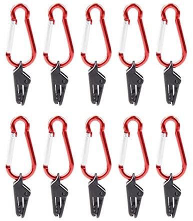 VINTORKY Zeltclips 10 Stück aus Kunststoff und Aluminiumlegierung Winddichten mit Karabiner für Outdoor Camping Canopy und Tarp Befestigung